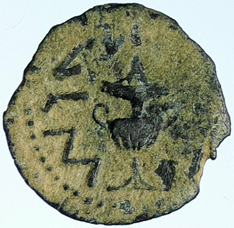 Authentic Ancient JEWISH WAR v ROMAN 68AD Yr3 JERUSALEM Old Coin AMPHORA i107009