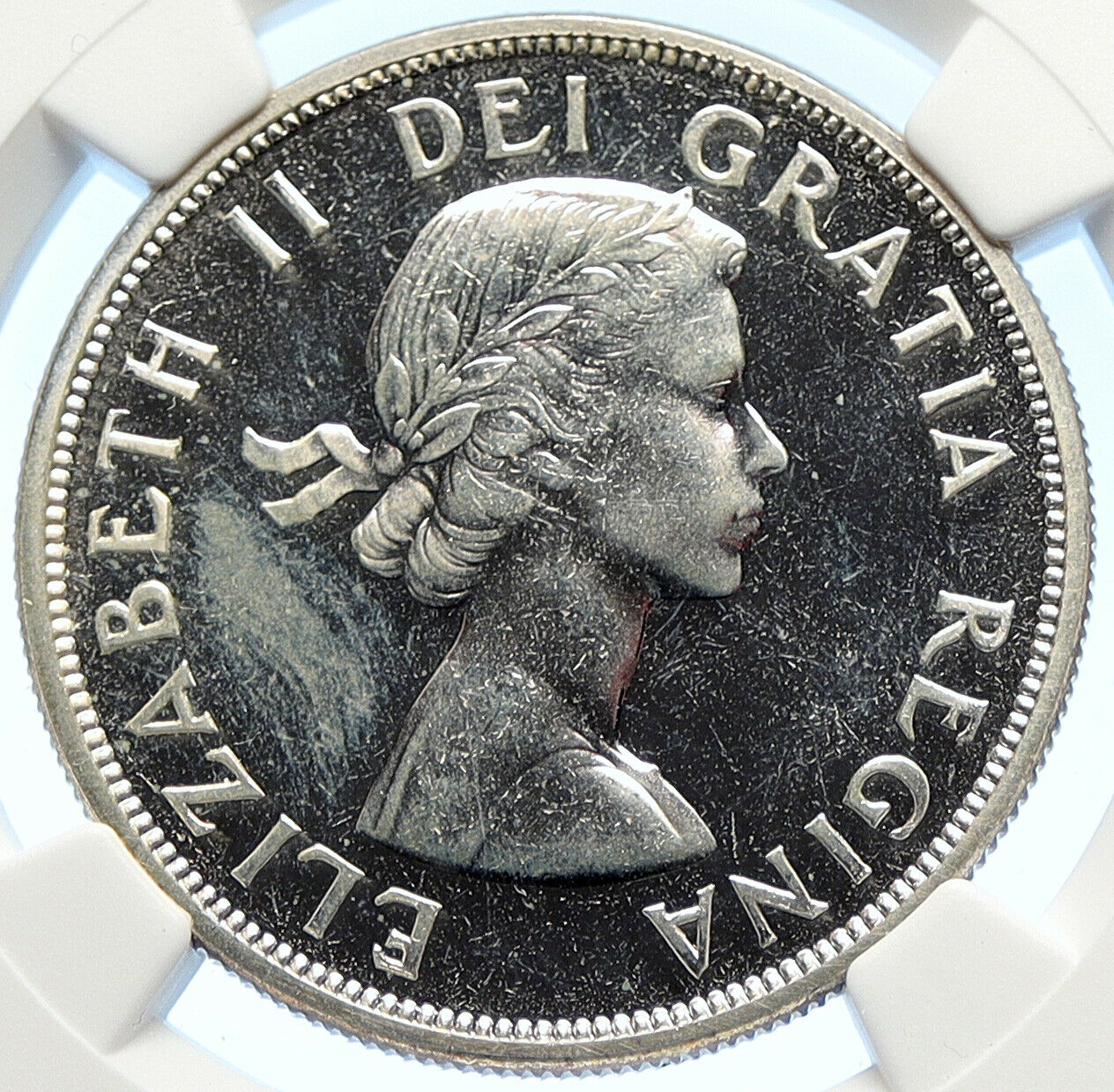 1962 CANADA w UK Queen Elizabeth II OLD Voyagers Silver Dollar Coin NGC i106335