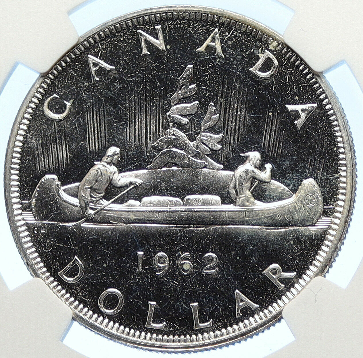 1962 CANADA w UK Queen Elizabeth II OLD Voyagers Silver Dollar Coin NGC i106335