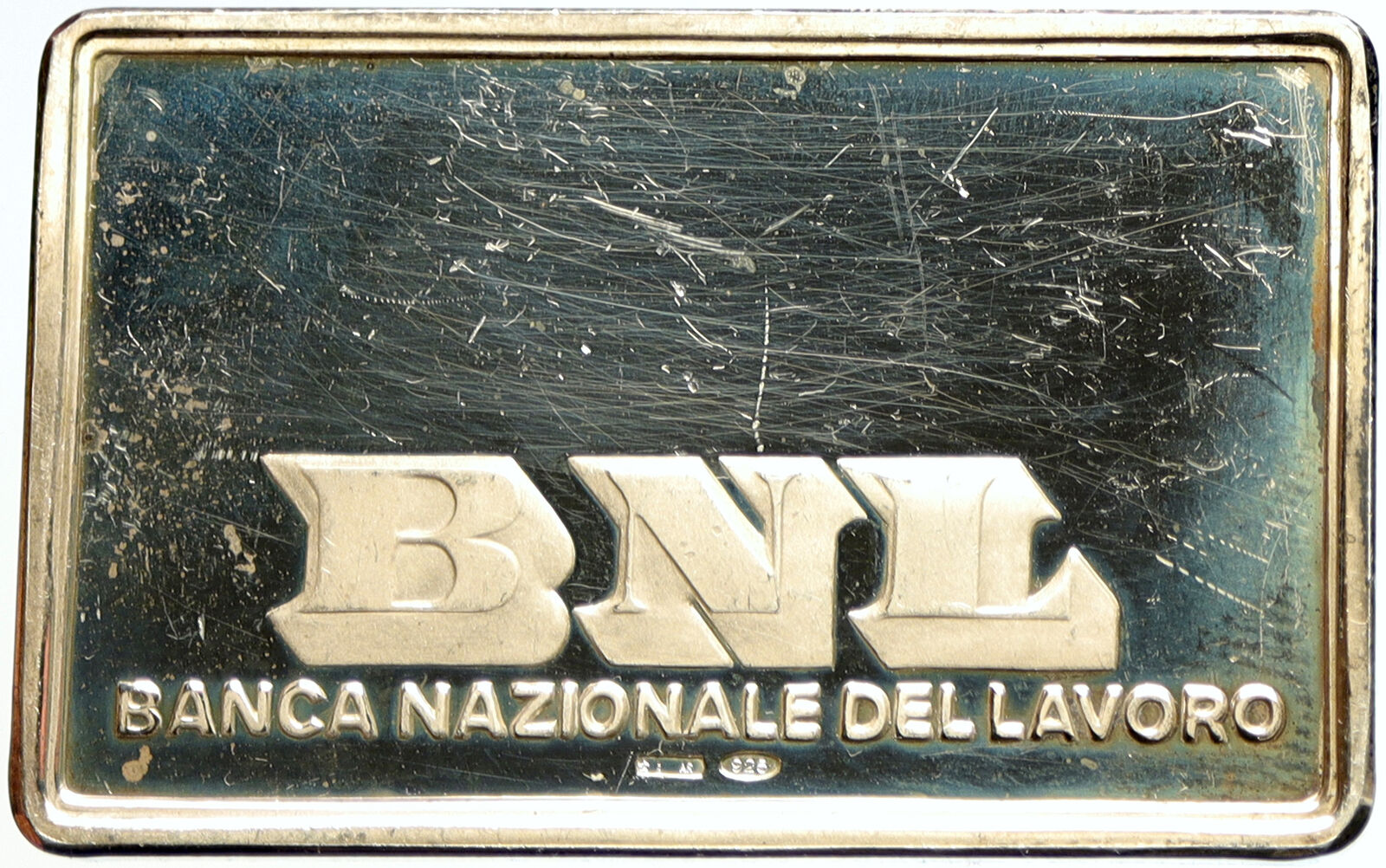 ITALY ROME Italian Bank of Lavoro WORLD MAP Proof BNL Silver BAR Medal i104865