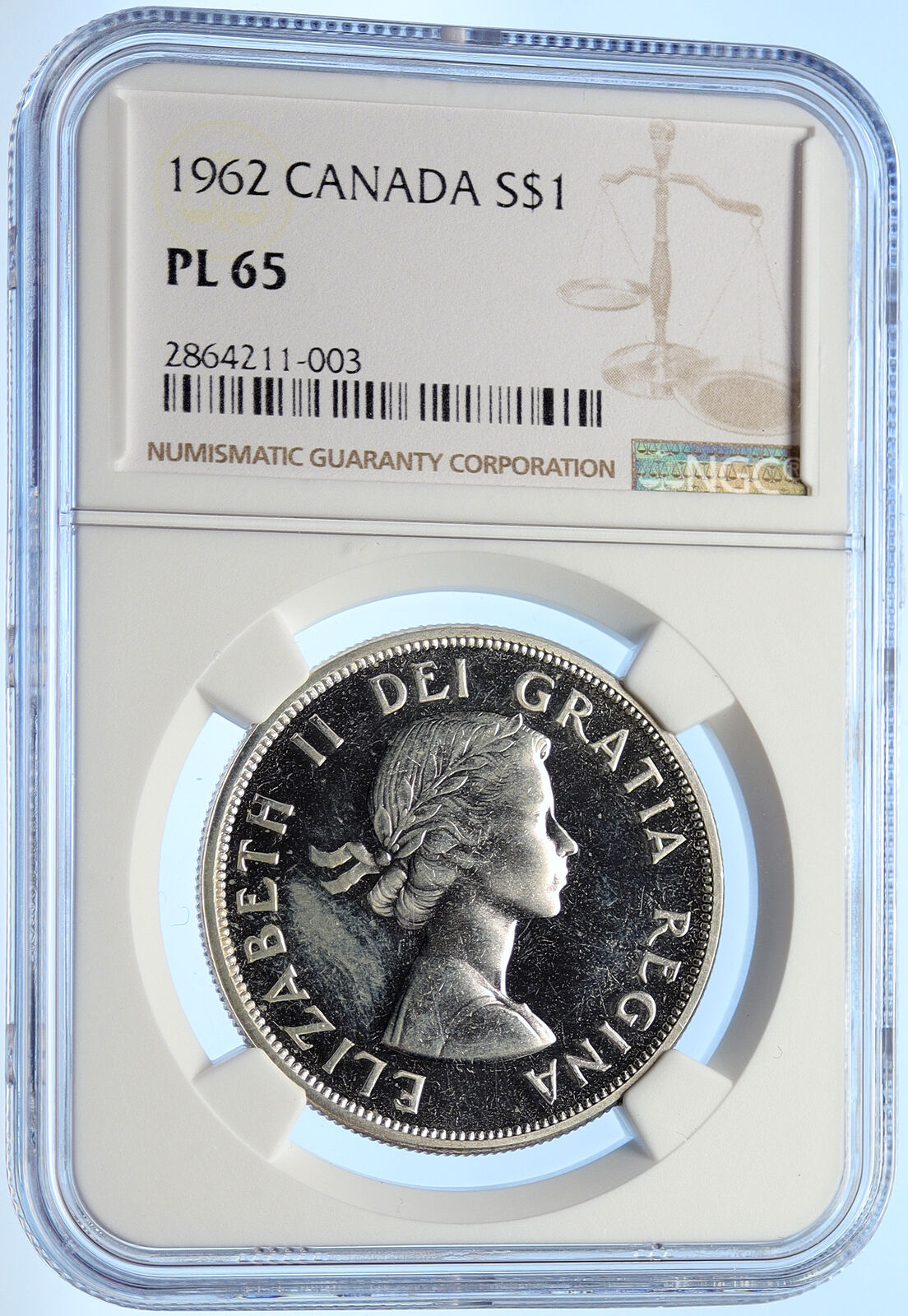 1962 CANADA w UK Queen Elizabeth II OLD Voyagers Silver Dollar Coin NGC i106335