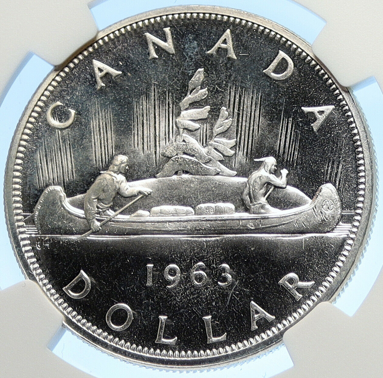 1963 CANADA UK Elizabeth II Voyagers Proof-like Silver Dollar Coin NGC i106333