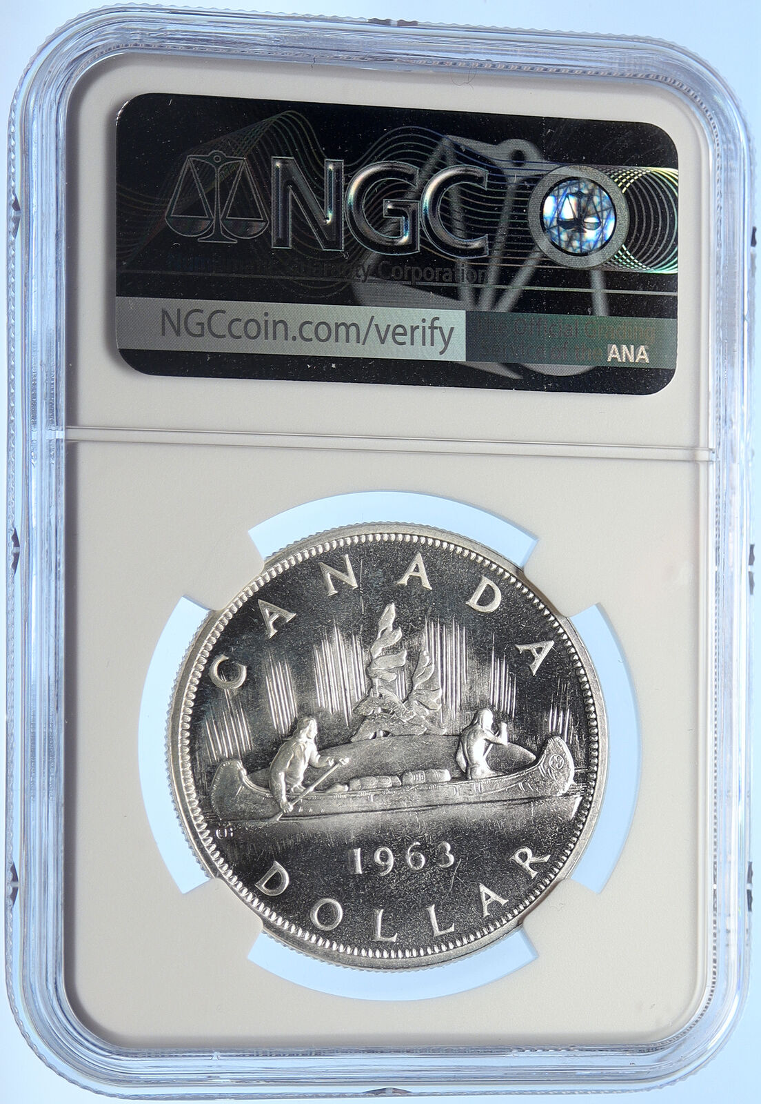 1963 CANADA UK Elizabeth II Voyagers Proof-like Silver Dollar Coin NGC i106333