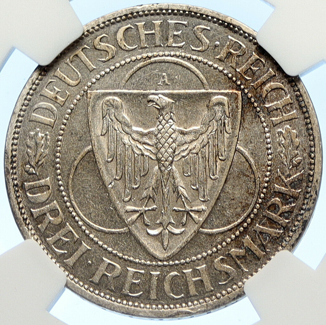 1930 A Weimar Germany LIBERATION OF RHINELAND Silver 3 R-Mark Coin NGC i106337