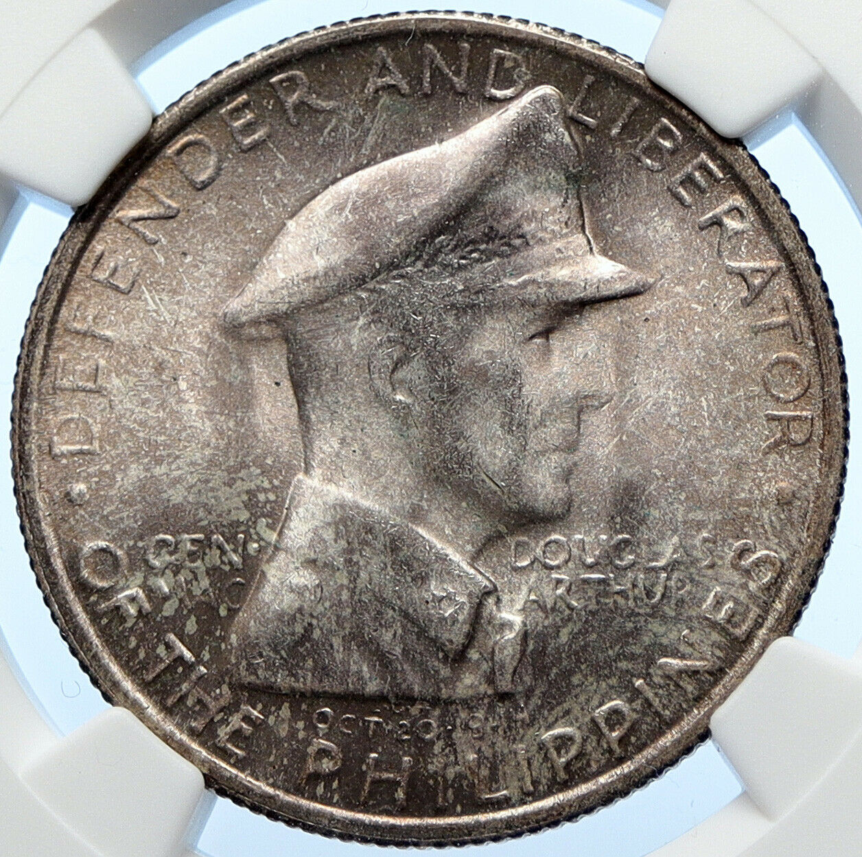 1947S PHILIPPINES US WWII General DOUGLAS MACARTHUR Silver Peso Coin NGC i106341