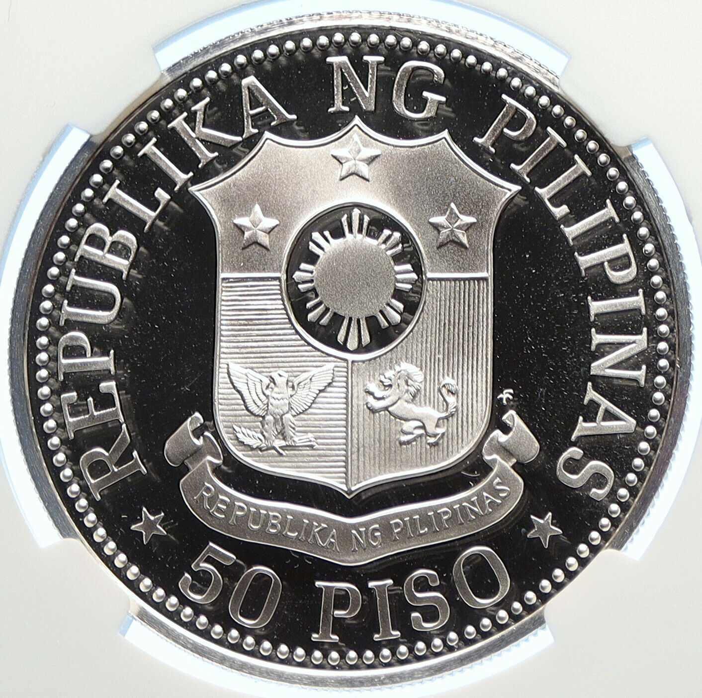 1975 PHILIPPINES New Society MARCOS Lipunan PRF Silver 50 Piso Coin NGC i106349