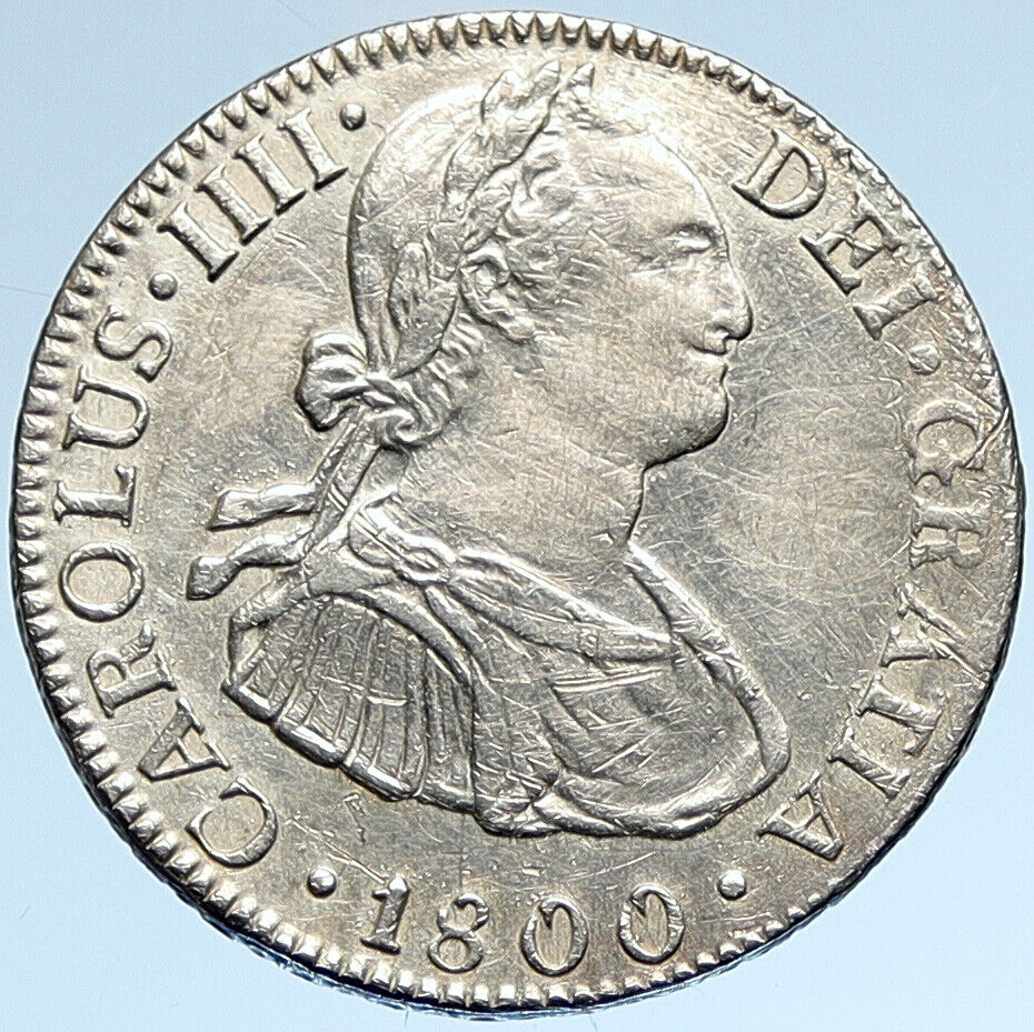 1800 MO FM MEXICO SPAIN King CHARLES IV Silver 2 Reales OLD Mexican Coin i107463