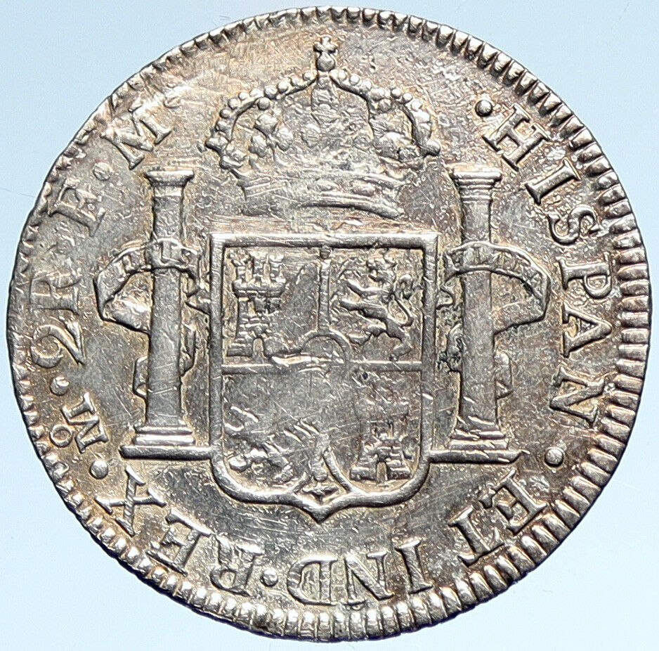 1800 MO FM MEXICO SPAIN King CHARLES IV Silver 2 Reales OLD Mexican Coin i107463