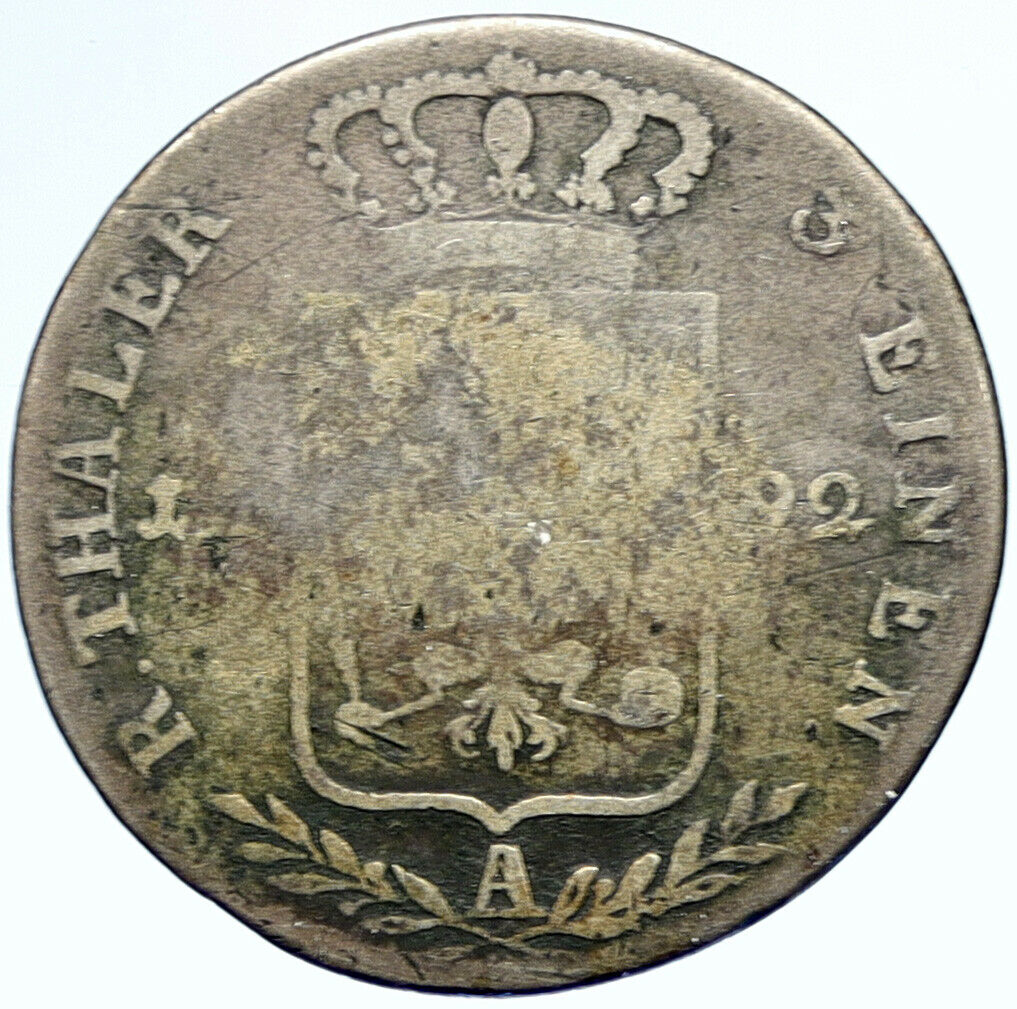 1792A PRUSSIA King Friedrich Wilhelm II GERMANY Silver 1/3 Thaler Coin i107461