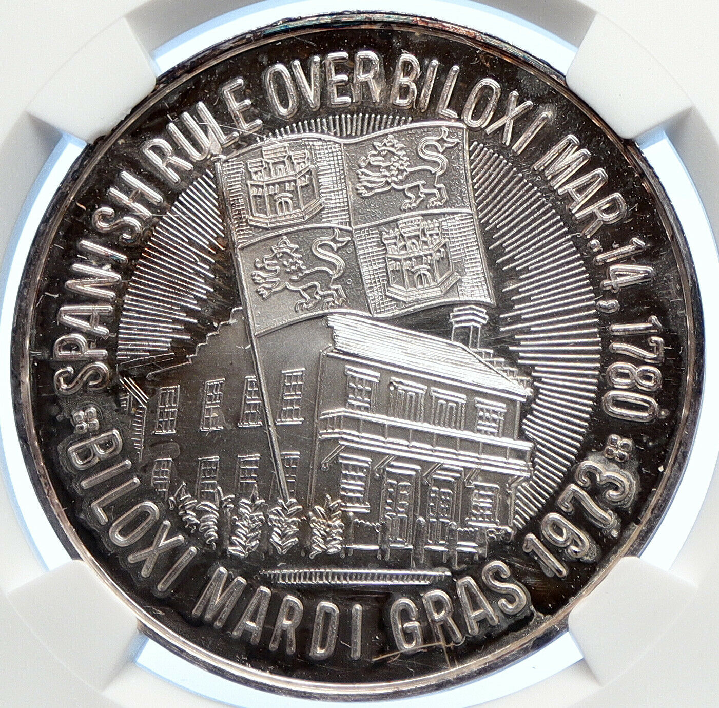 1973 USA New Orleans MARDI GRAS Biloxi CARNIVAL Proof Silver Medal NGC i106368