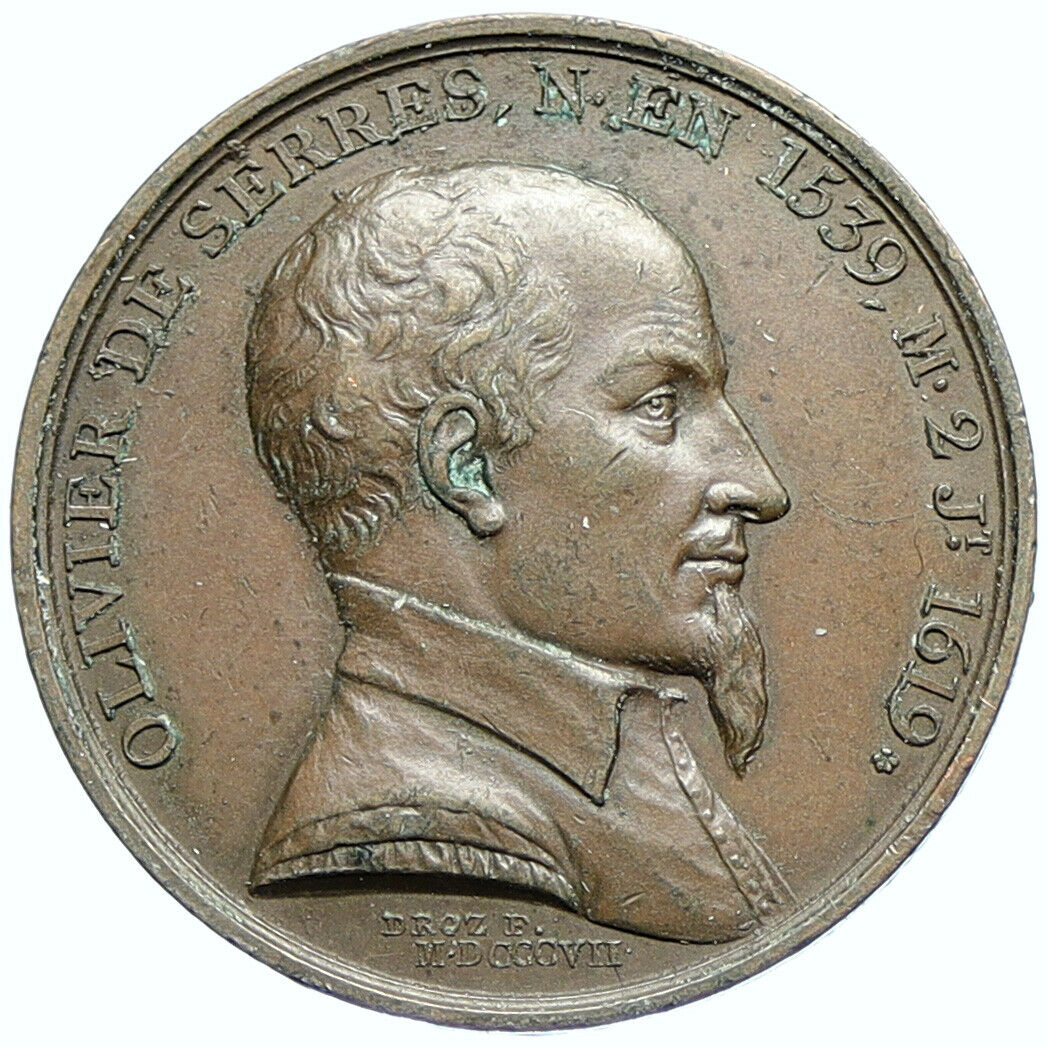 1807 FRANCE Agriculture SEINE Olivier De Serres Pradel OLD ANTIQUE Medal i107476