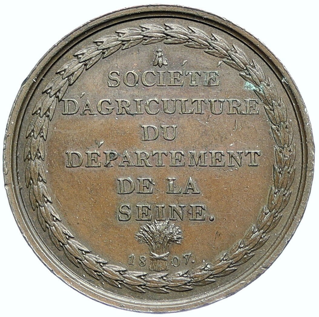 1807 FRANCE Agriculture SEINE Olivier De Serres Pradel OLD ANTIQUE Medal i107476