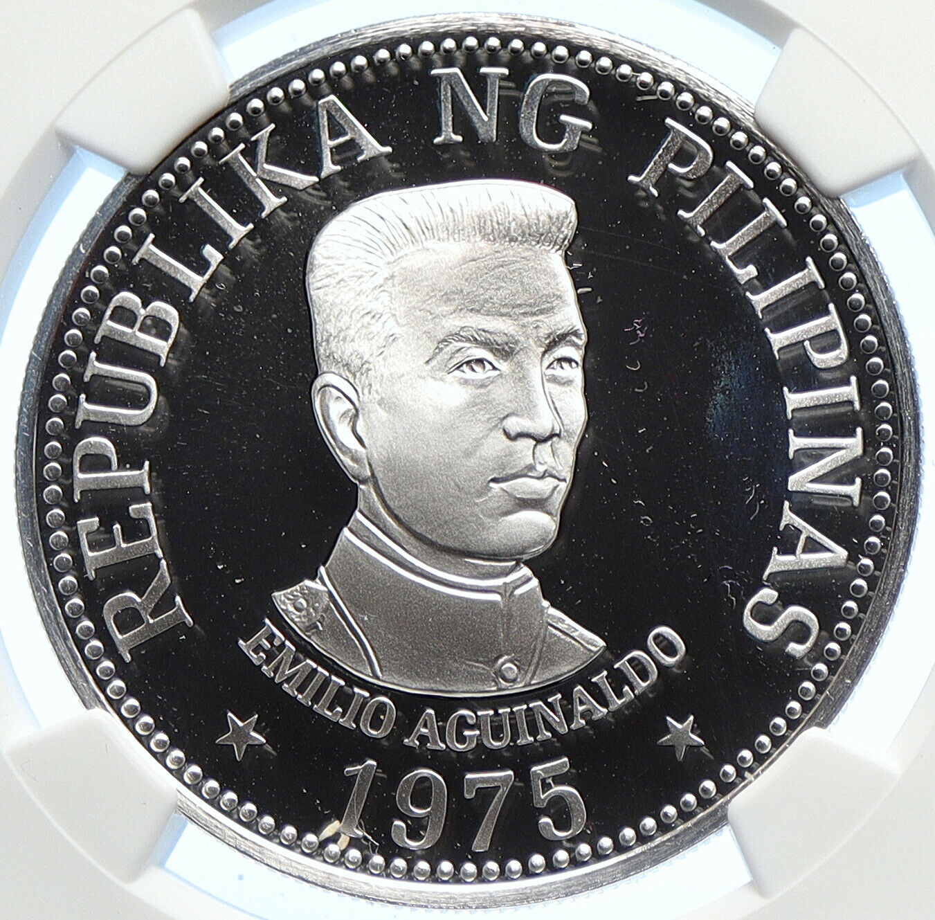 1975 PHILIPPINES Emilio Aguinaldo VINTAGE Proof Silver 25 Piso Coin NGC i106366