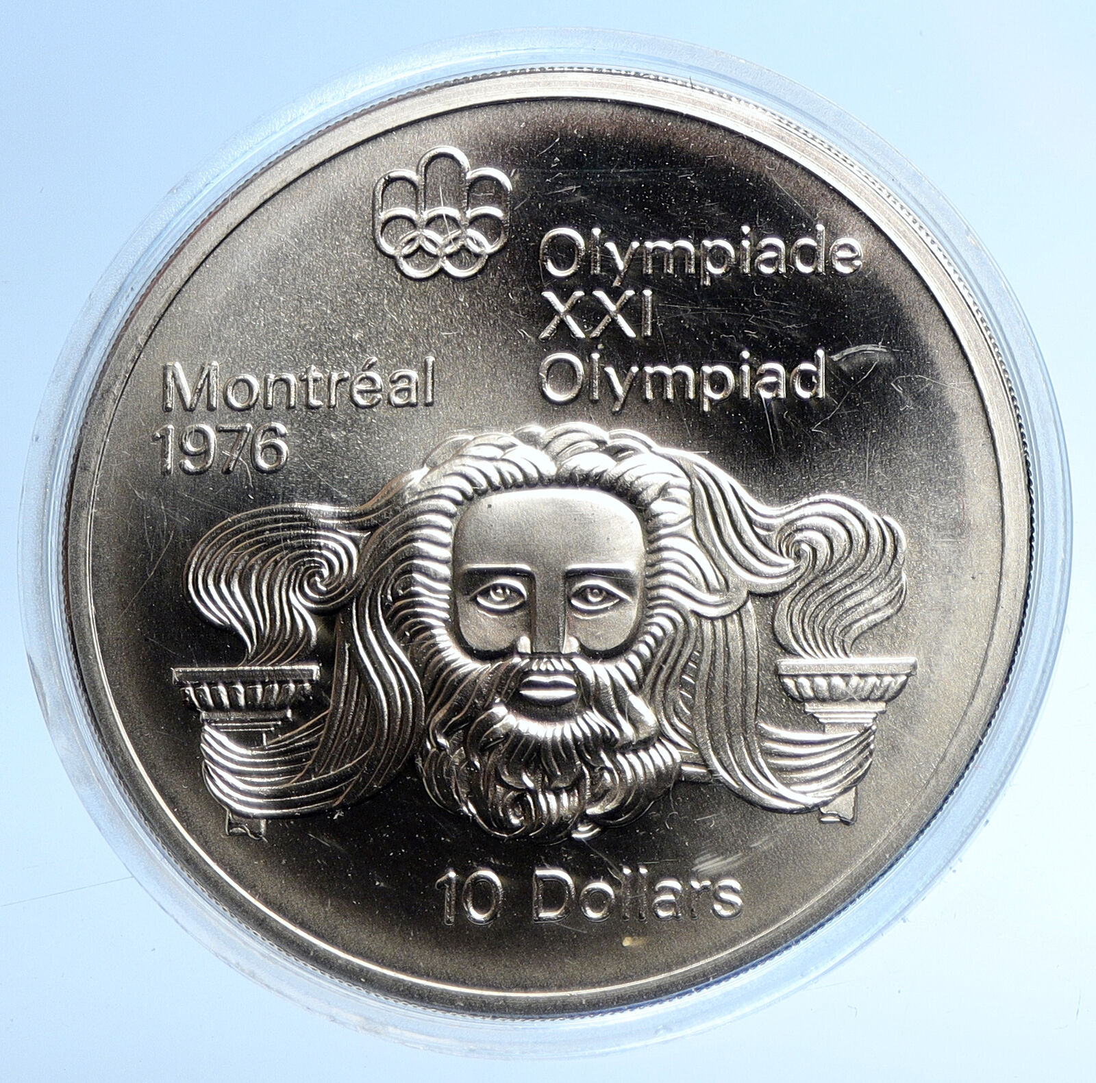 1974 CANADA Elizabeth II Olympics Montreal ZEUS Old BU Silver $10 Coin i107770