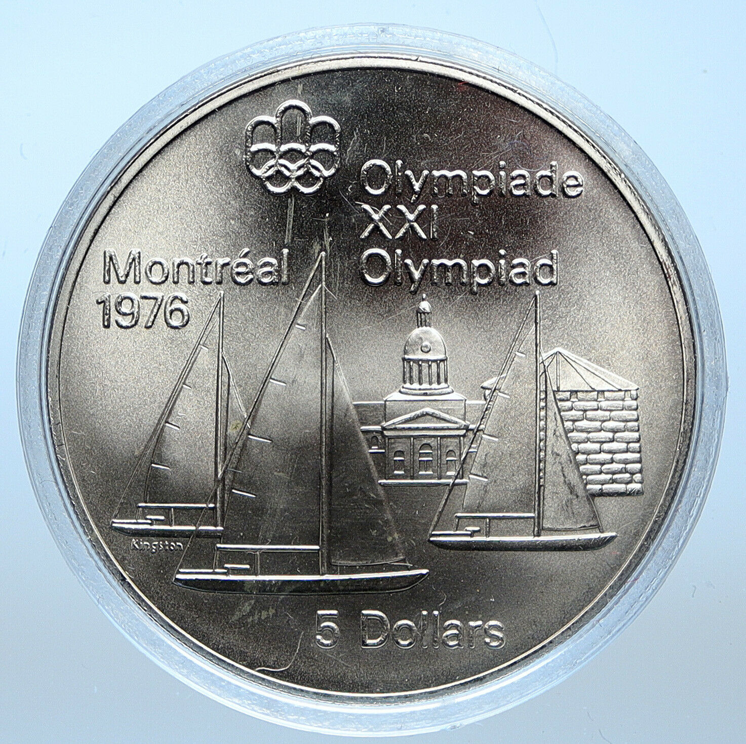 1973 CANADA UK Elizabeth II Olympics Montreal Sailing BU Silver 5 Coin i107797