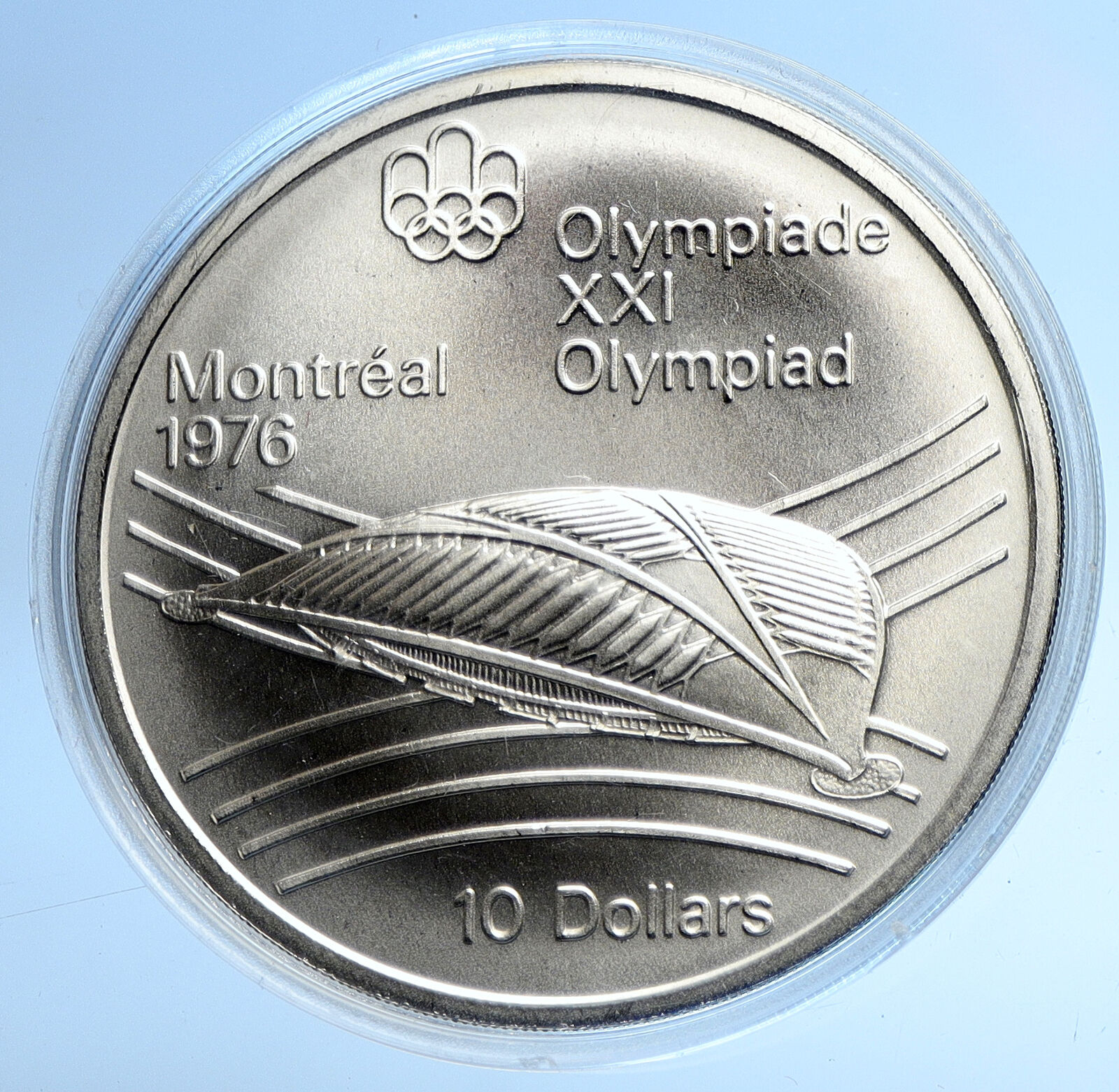 1976 CANADA Elizabeth II Olympics Montreal VELODROME BU Silver 10 Coin i107755