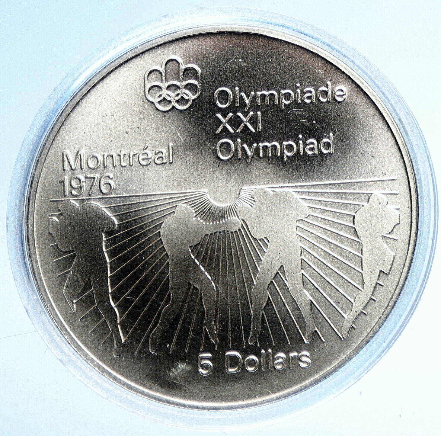 1976 CANADA Elizabeth II Olympics Montreal BOXING Old BU Silver $5 Coin i107782