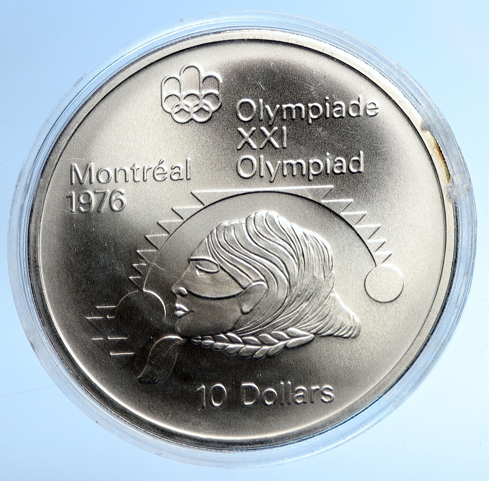 1975 CANADA Elizabeth II Olympic Montreal SHOT PUT BU Silver $10 Coin i107767