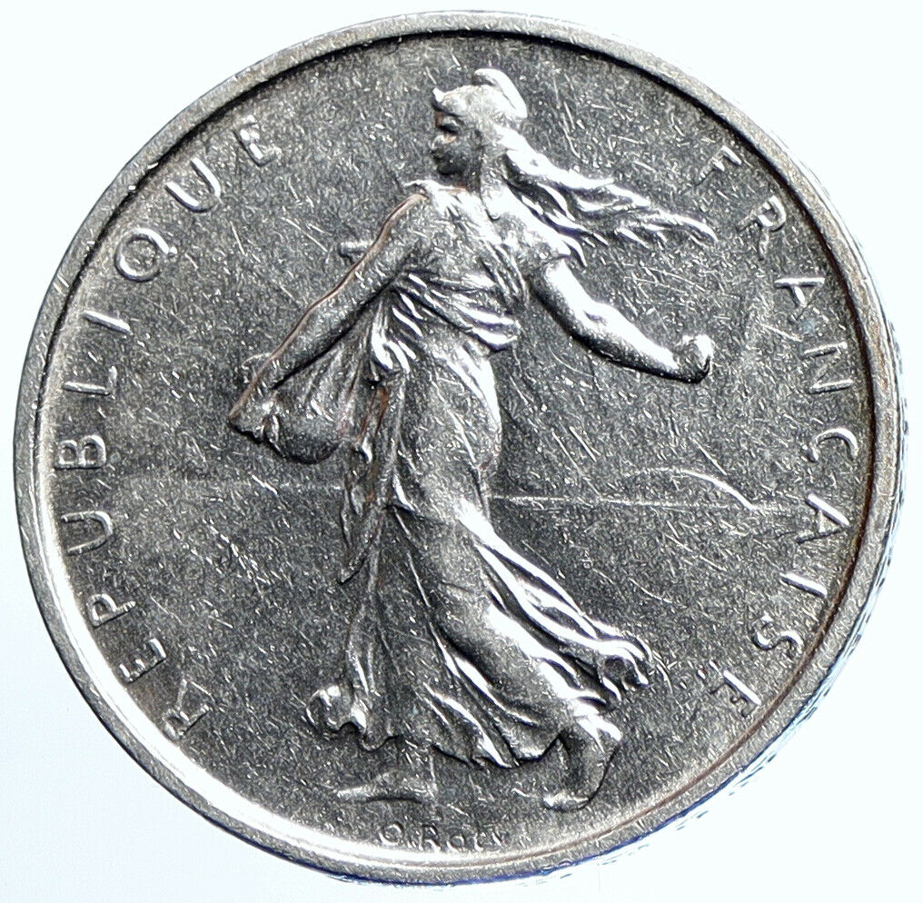 1963 FRANCE French LARGE w La Semeuse SOWER WOMAN Silver 5 Francs Coin i107784