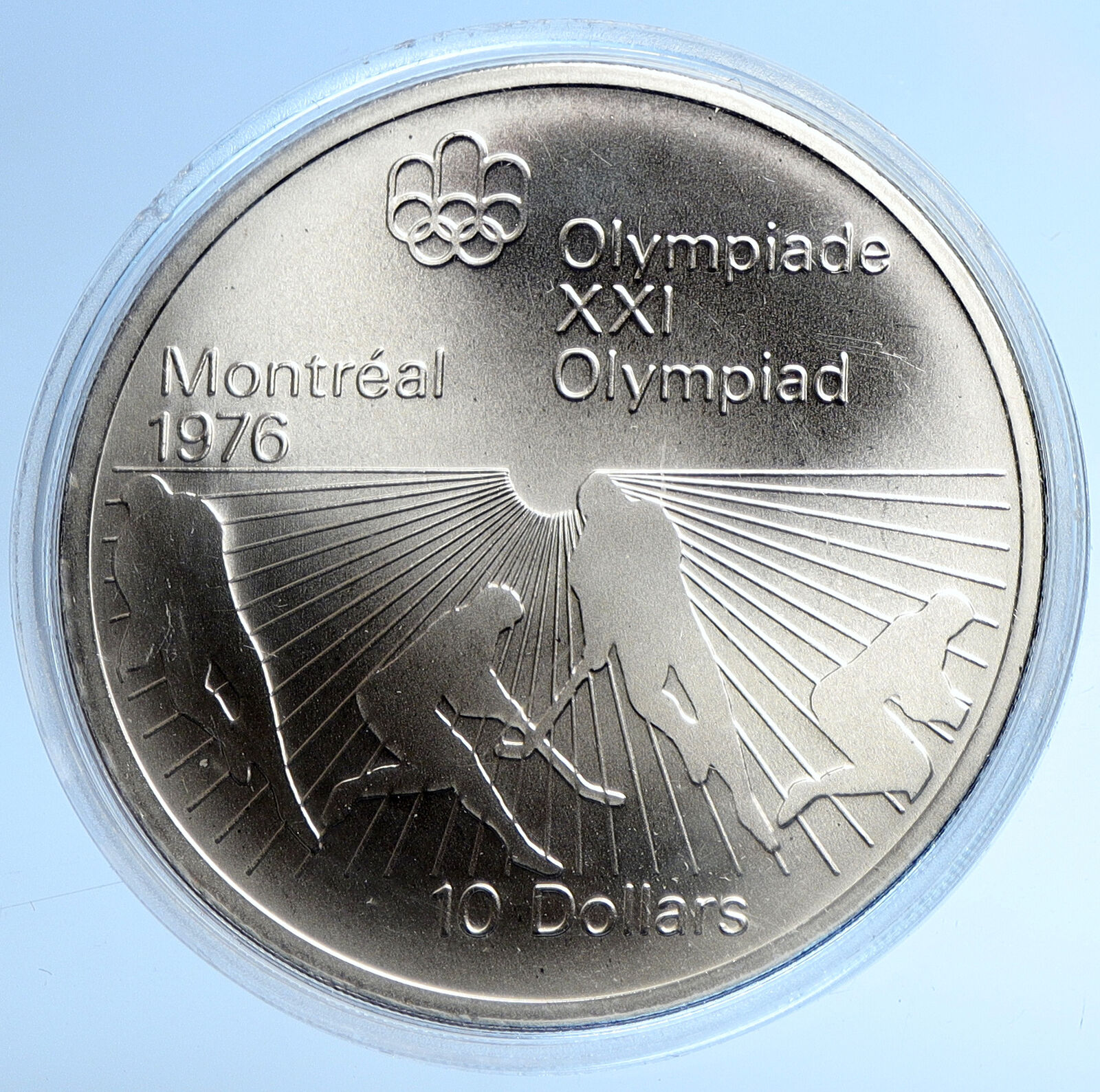 1976 CANADA Elizabeth II Olympics Montreal HOCKEY Old BU Silver $10 Coin i107778