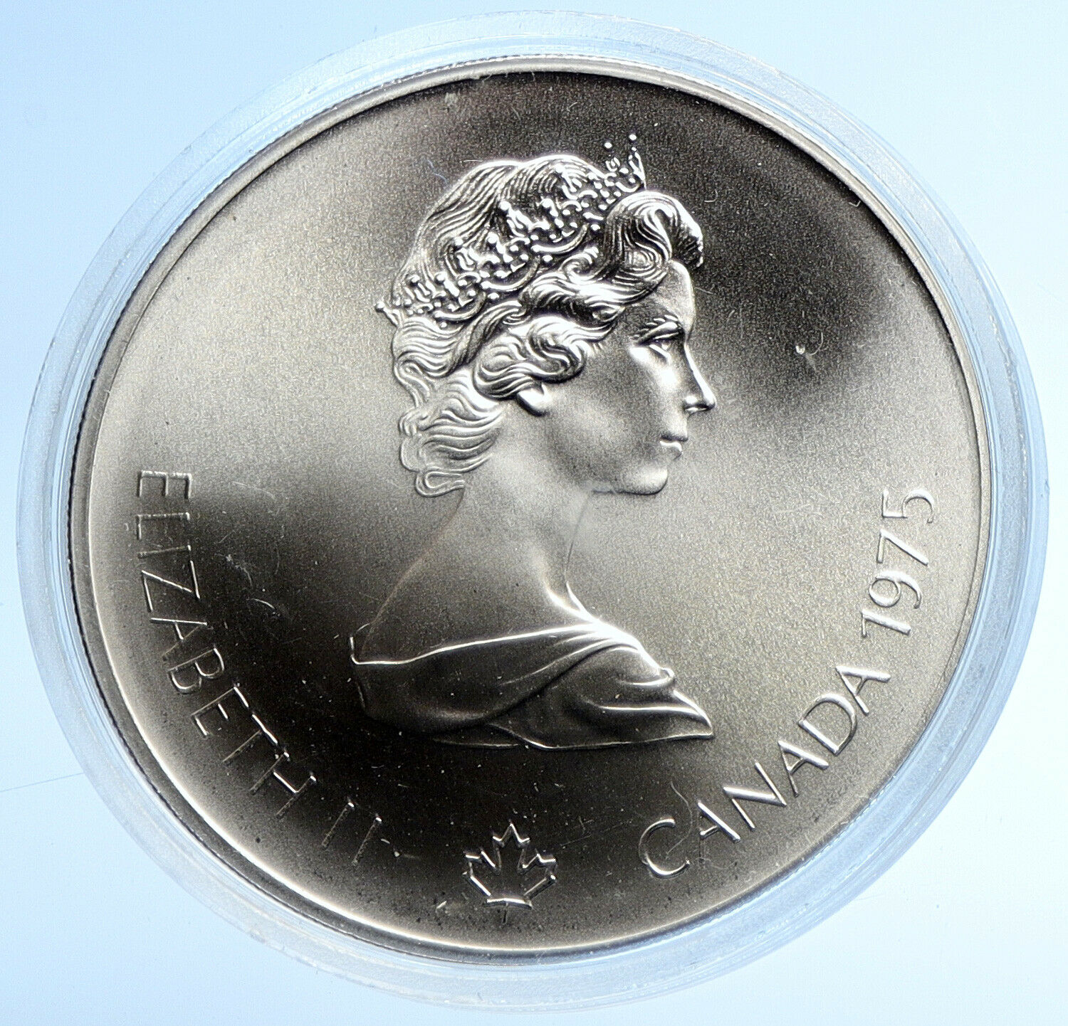 1975 CANADA UK Elizabeth II Olympics Montreal Diving BU Silver $5 Coin i107766