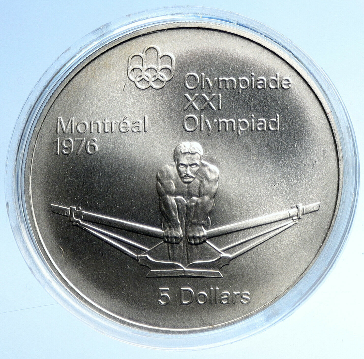 1974 CANADA Queen Elizabeth II Olympics Montreal ROWING BU Silver 5 Coin i107774