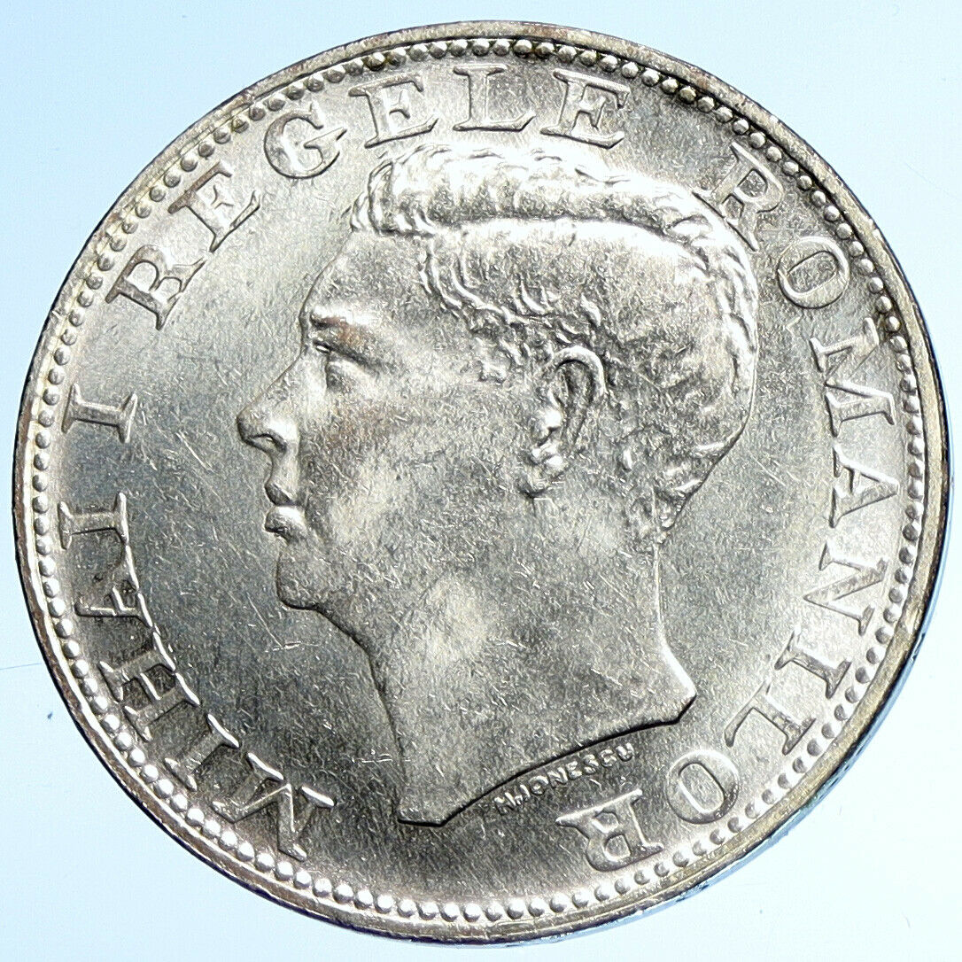 1944 ROMANIA Michael I Antique Genuine OLD Silver 500 LEI Romanian Coin i107785