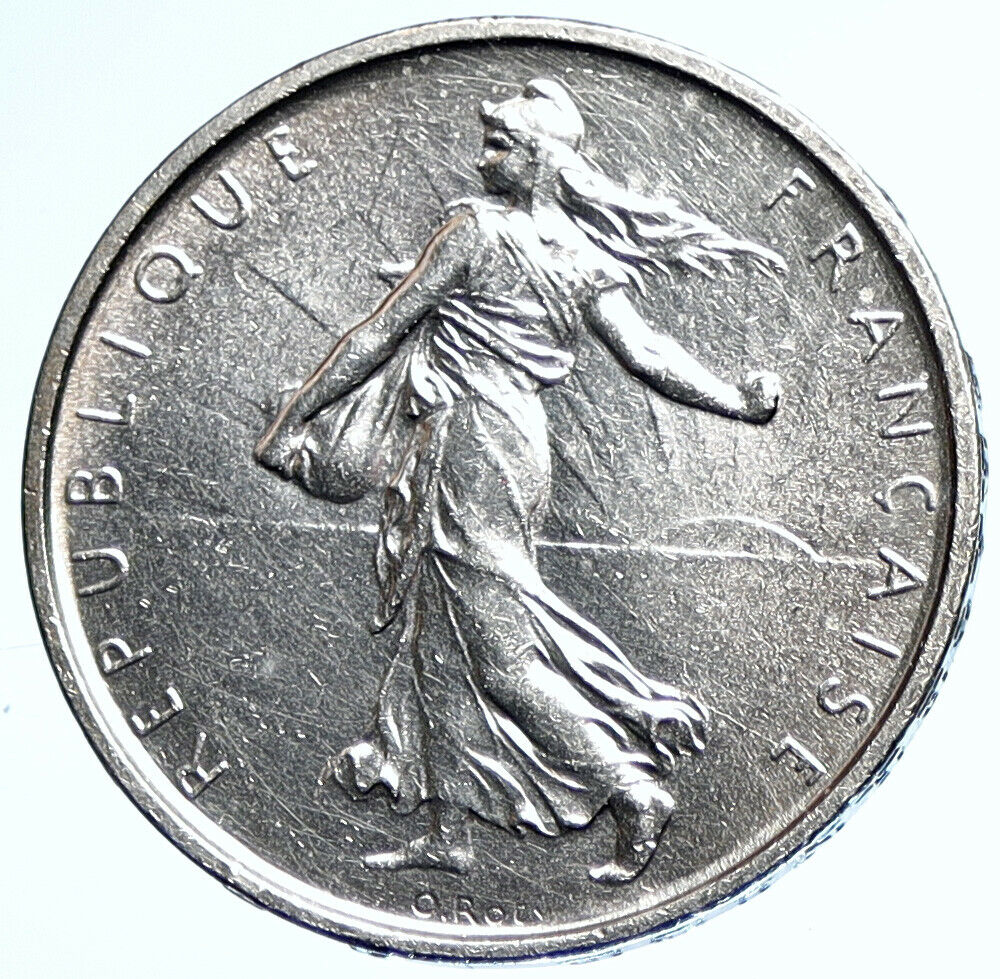 1965 FRANCE French LARGE w La Semeuse SOWER WOMAN Silver 5 Francs Coin i107787