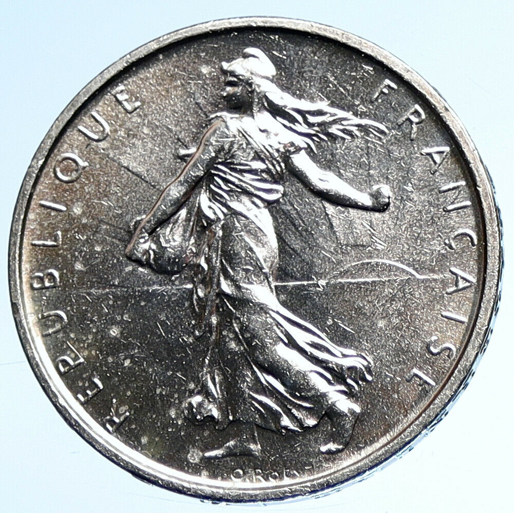 1965 FRANCE French LARGE w La Semeuse SOWER WOMAN Silver 5 Francs Coin i107791