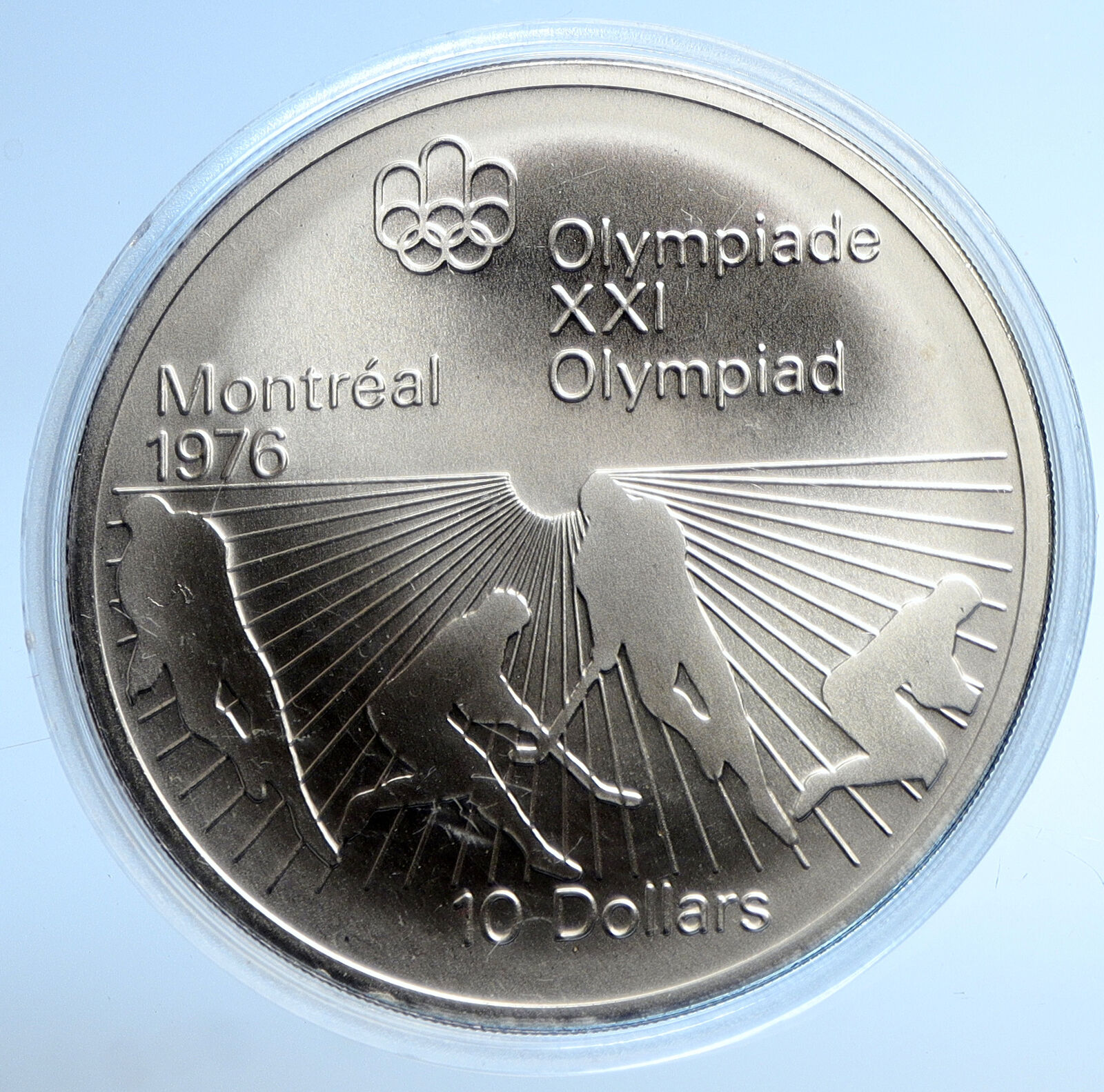 1976 CANADA Elizabeth II Olympics Montreal HOCKEY Old BU Silver $10 Coin i107781