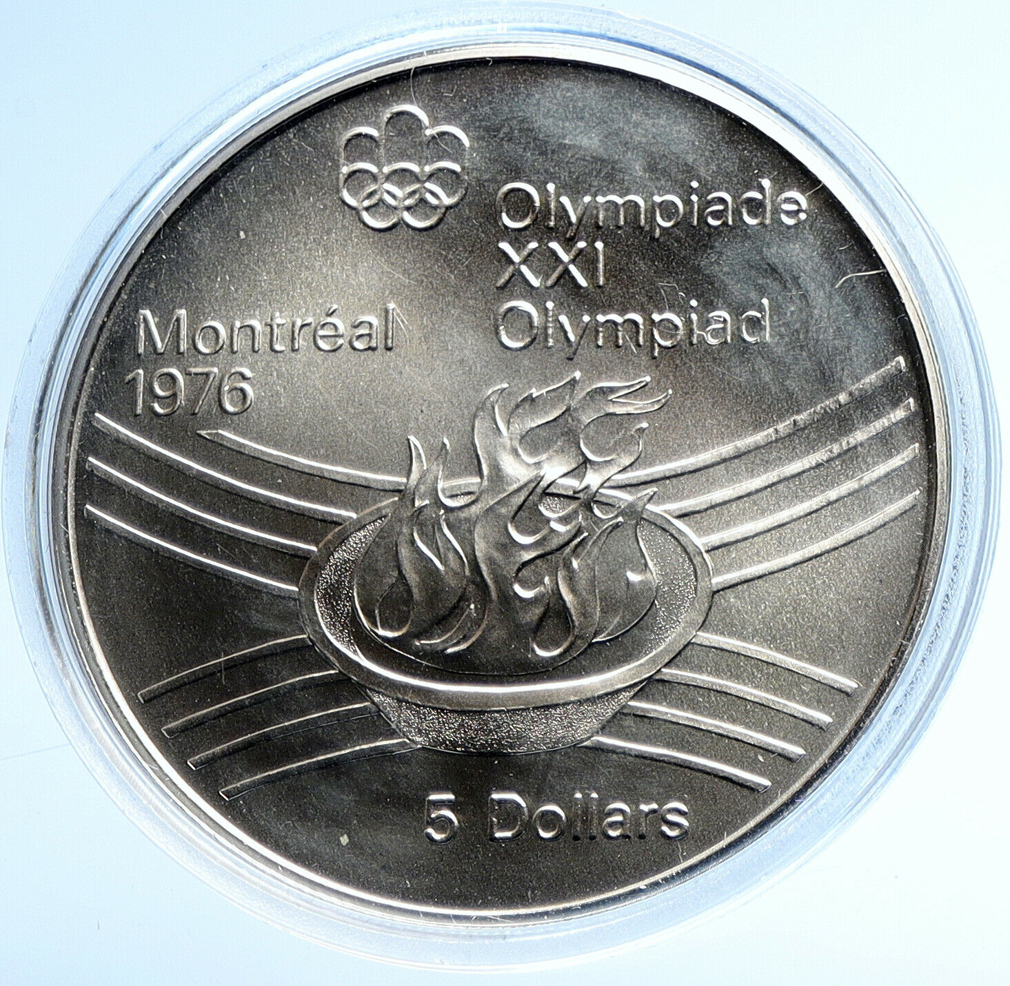 1976 CANADA UK Elizabeth II Olympics Montreal Torch BU Silver $5 Coin i107768