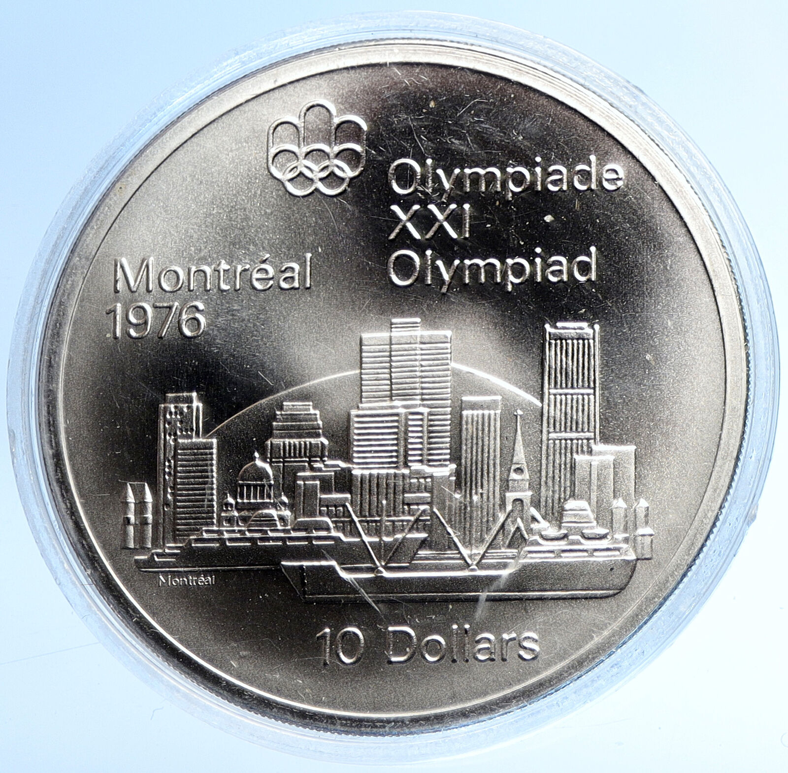 1973 CANADA Elizabeth II Olympics Montreal City Old BU Silver $10 Coin i107758