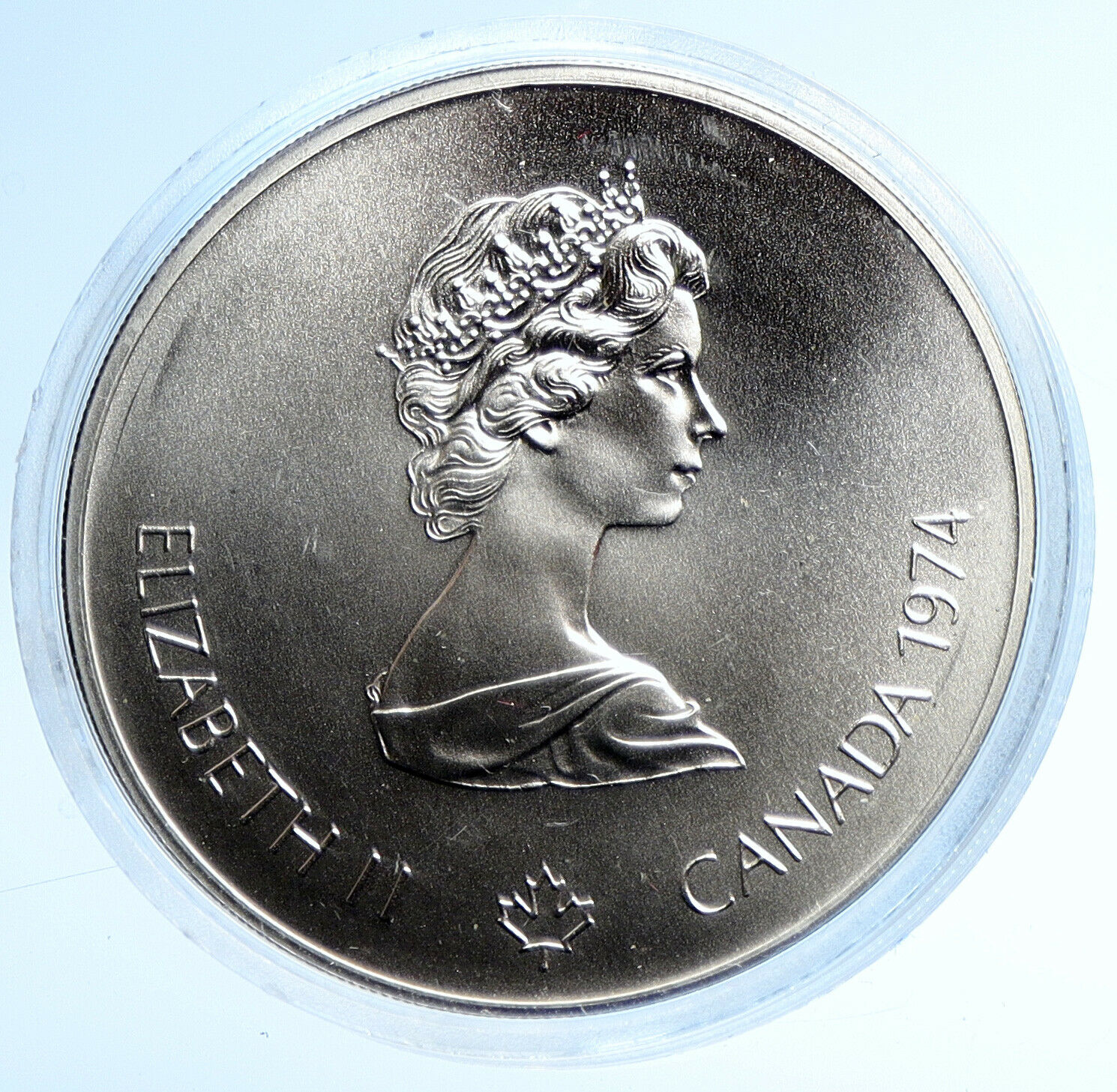 1974 CANADA UK Elizabeth II Olympics Montreal TORCH BU Silver $5 Coin i107779