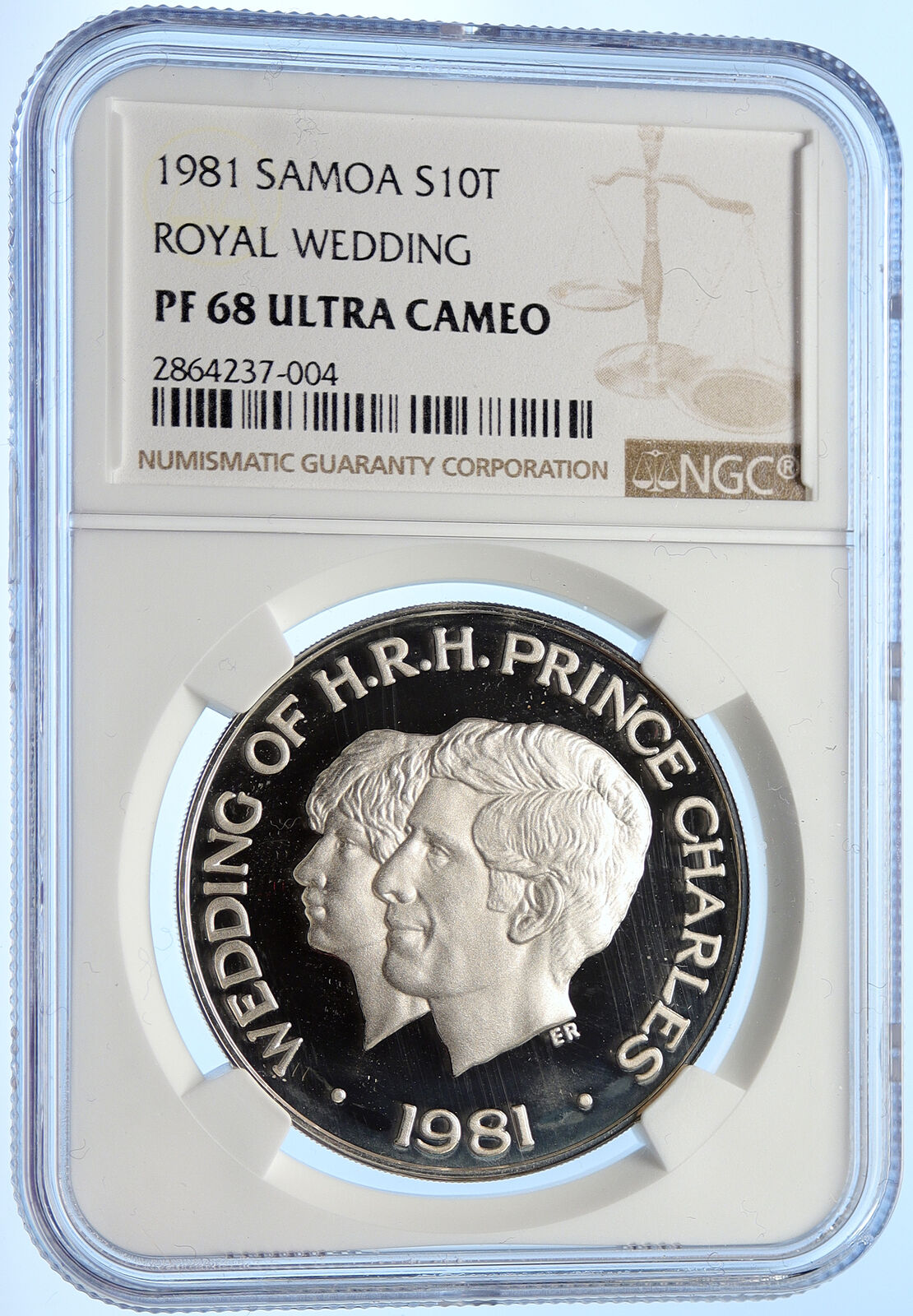 1981 SAMOA UK Prince Charles Diana ROYAL WEDDING PF Silver $10 Coin NGC i106350