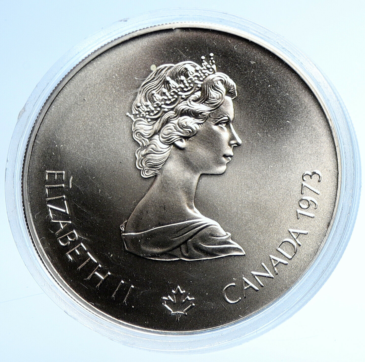 1973 CANADA Elizabeth II Olympics Montreal World Map BU Silver $5 Coin i107763