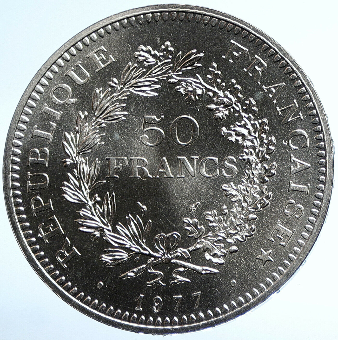 1977 FRANCE Large HERCULES Motto VINTAGE Silver 50 FRANCS French Coin i107820