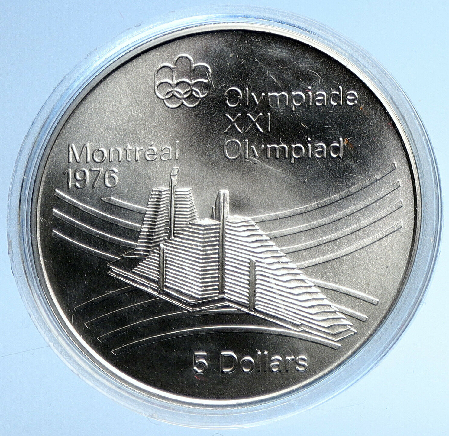 1976 CANADA UK Elizabeth II Olympics Montreal Village BU Silver $5 Coin i107775