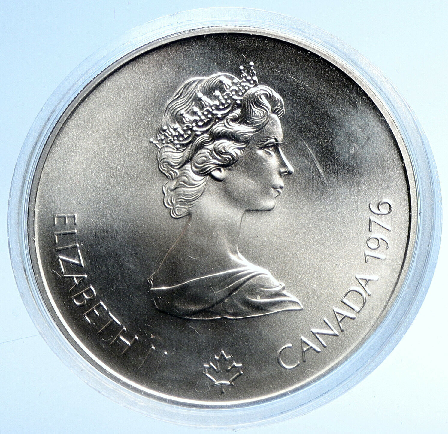 1976 CANADA UK Elizabeth II Olympics Montreal Village BU Silver $5 Coin i107775