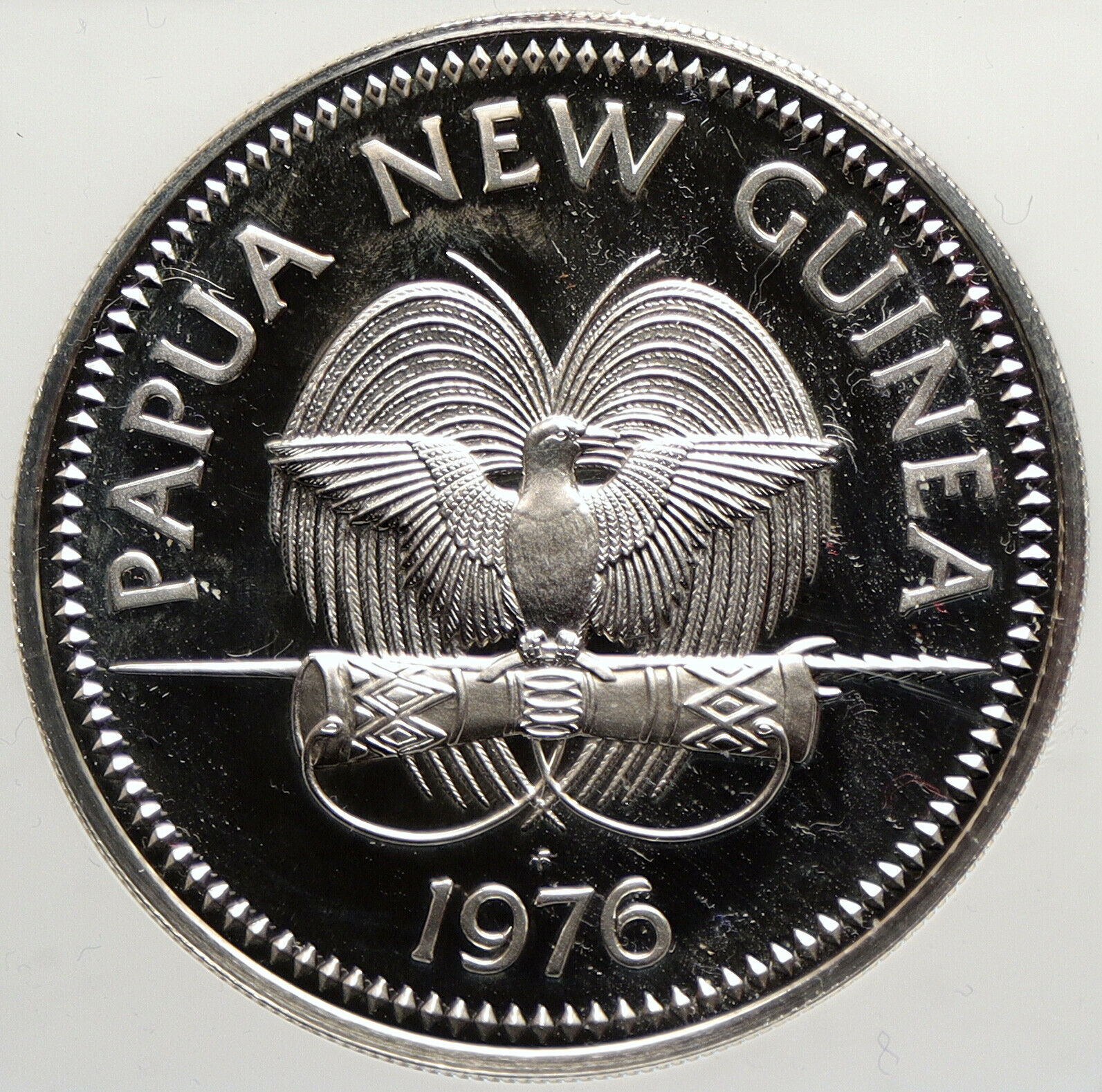 1976 PAPUA NEW GUINEA Large Exotic Bird Proof Silver 10 Kina Coin NGC i106356