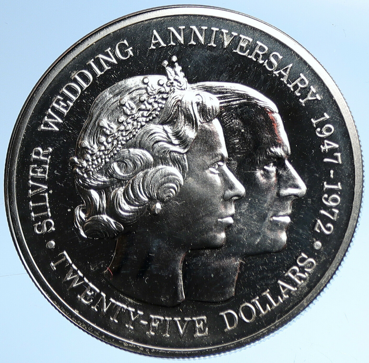 1972 CAYMAN ISLANDS UK Queen Elizabeth II Proof Silver Wedding $25 Coin i107814