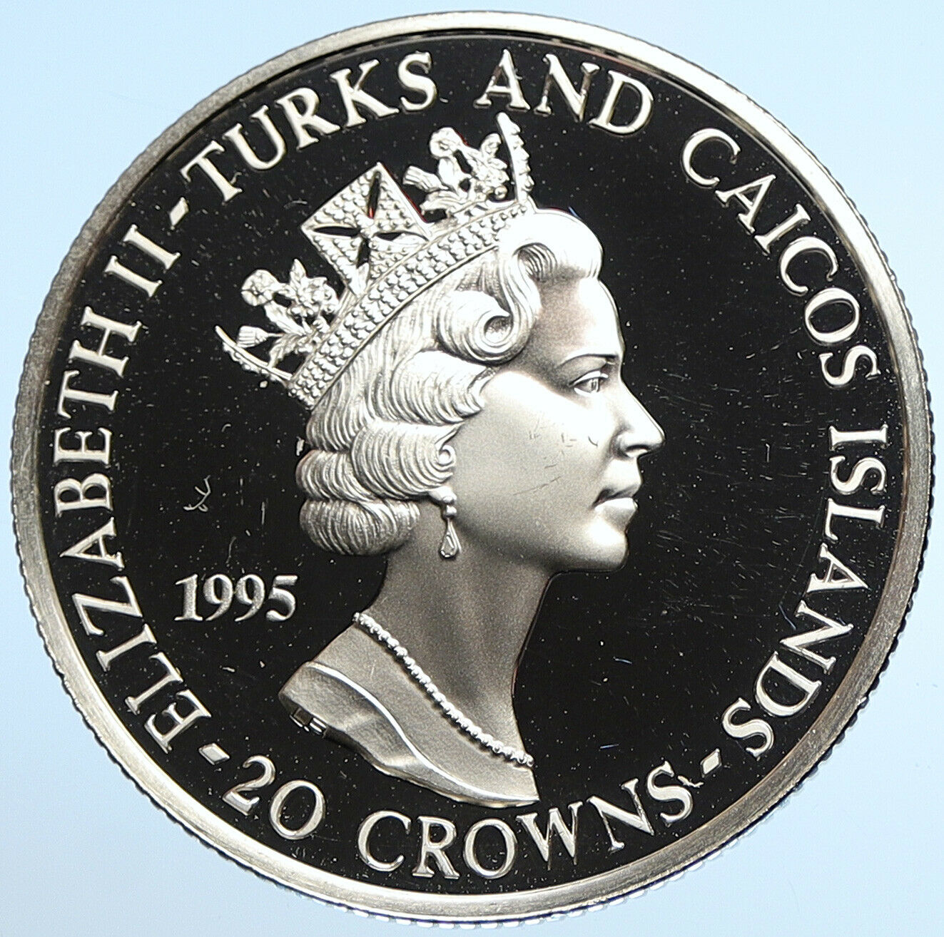 1995 TURKS & CAICOS Elizabeth II ATLANTA Olympic PF Silver 20 Crown Coin i107812