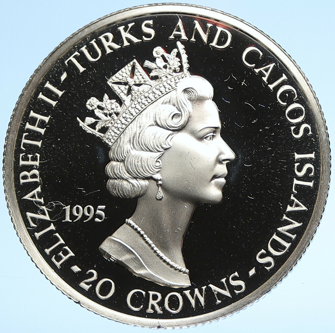 1995 TURKS & CAICOS Elizabeth II ATLANTA Olympic PF Silver 20 Crown Coin i107813