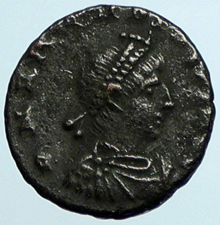 ARCADIUS 383AD Authentic Ancient Roman Coin VICTORY w Trophy & Captive i105409