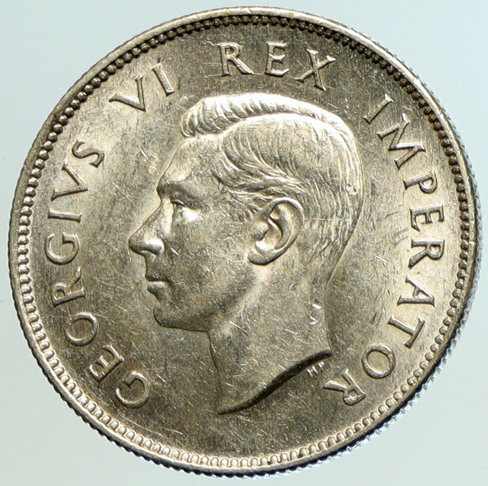 1942 SOUTH AFRICA King GEORGE VI Shields VINTAGE Silver 2 Shillings Coin i104837