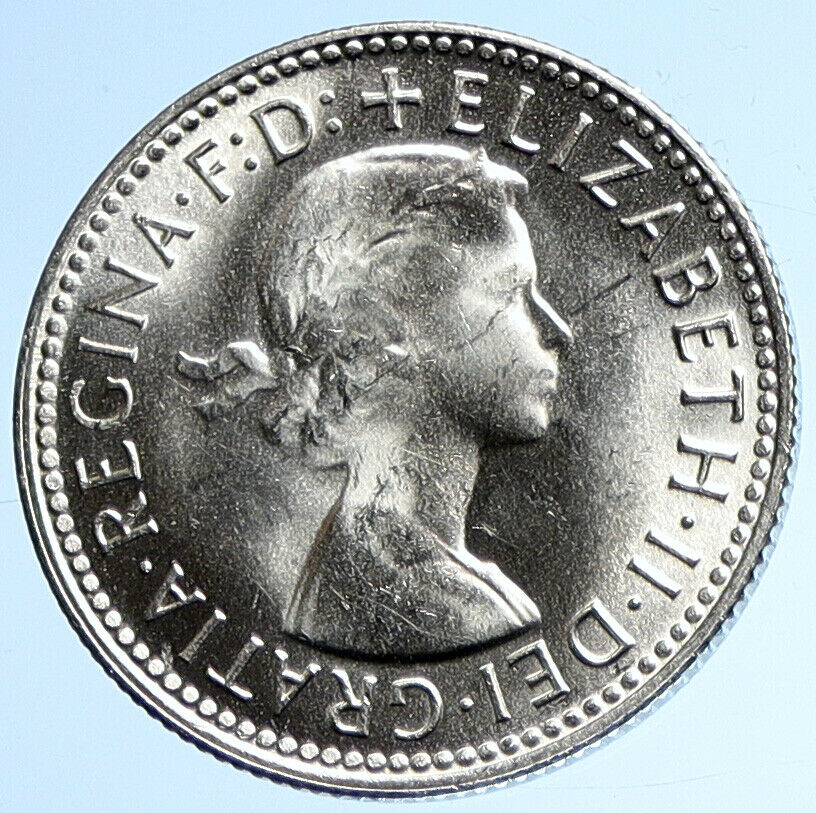 1963 AUSTRALIA UK Queen Elizabeth II of Silver Shilling Vintage Coin RAM i107847