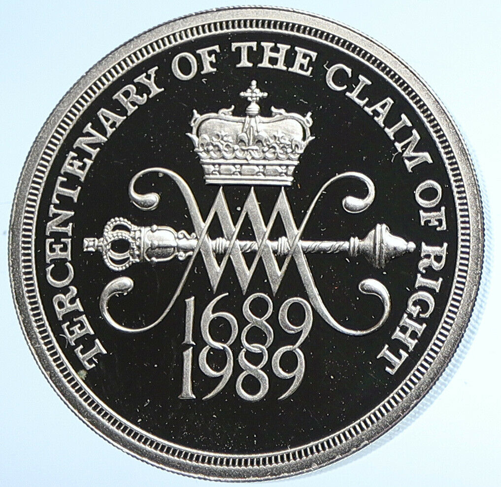 1989 UK BRITAIN Elizabeth II CLAIM OF RIGHT Proof Silver 2 Pounds Coin i107828