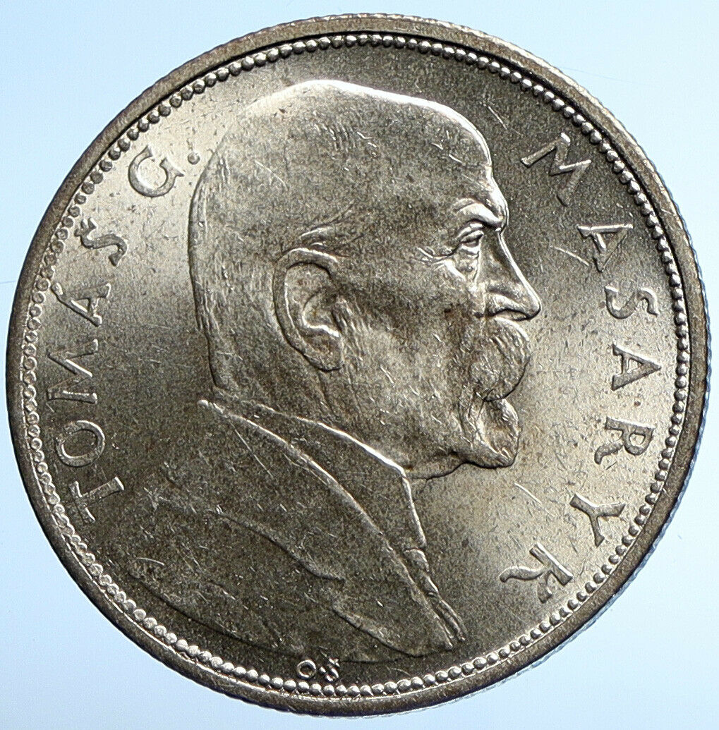 1928 CZECHOSLOVAKIA President Masaryk ANTIQUE Proof Silver 10 Korun Coin i107829