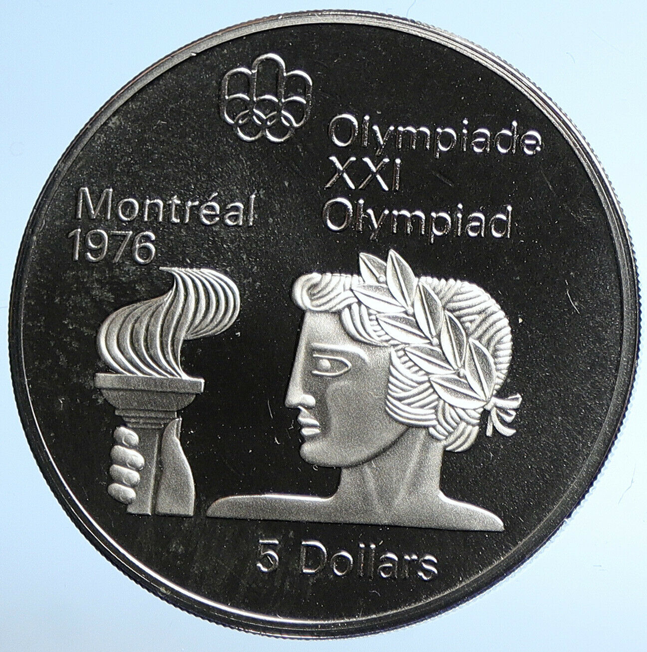 1974 CANADA UK Elizabeth II Olympics Montreal TORCH Proof Silver $5 Coin i107824