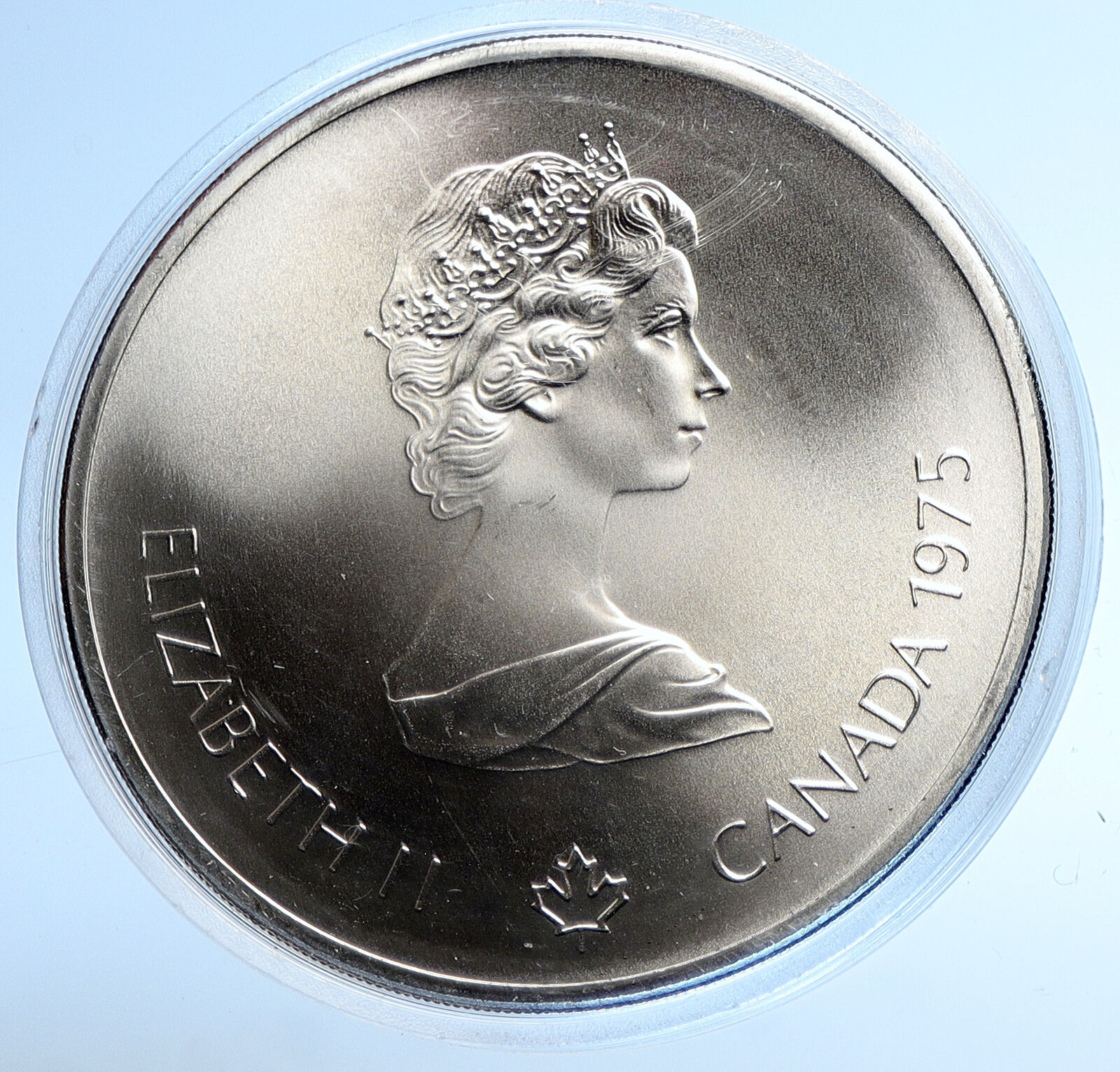 1975 CANADA UK Queen Elizabeth II Olympics Sailing BU Silver $10 Coin i107760