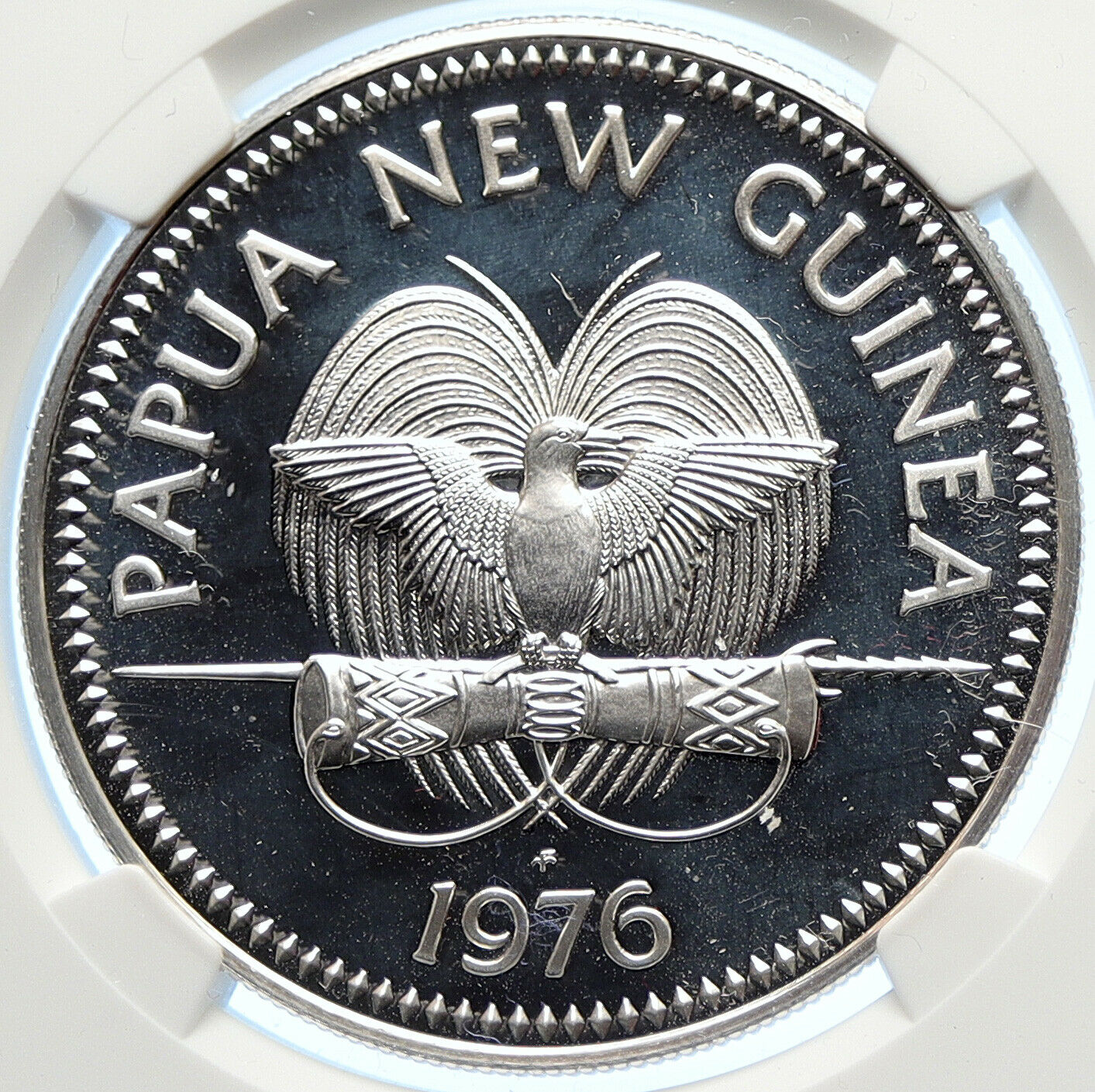 1976 PAPUA NEW GUINEA w PAPUAN Harpy EAGLE Proof Silver 5 Kina Coin NGC i106354